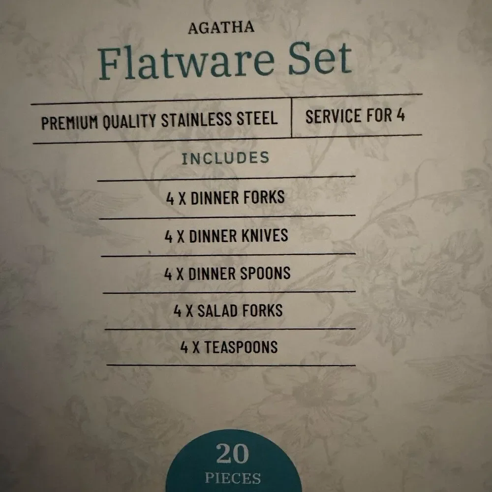 Pioneer Woman Agatha Satin 20 Piece Flatware Set - TWO FULL SETS (40 Pcs Total)